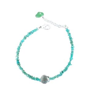 Turquoise Seaglass Seashell Charm Ankle Bracelet